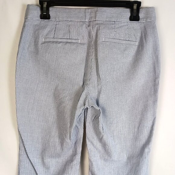Talbots Cropped Seersucker Pants 6 Petite Light Blue Stripe Stretch Summer - Picture 6 of 8